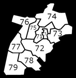 PLZ Karte Region 7